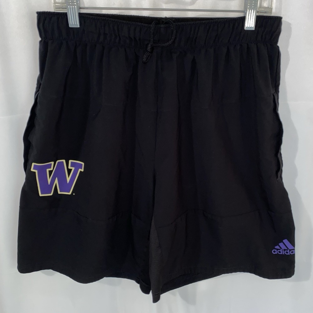 Mens University Of Washington Huskies Black Adidas Performance Shorts XL 9"